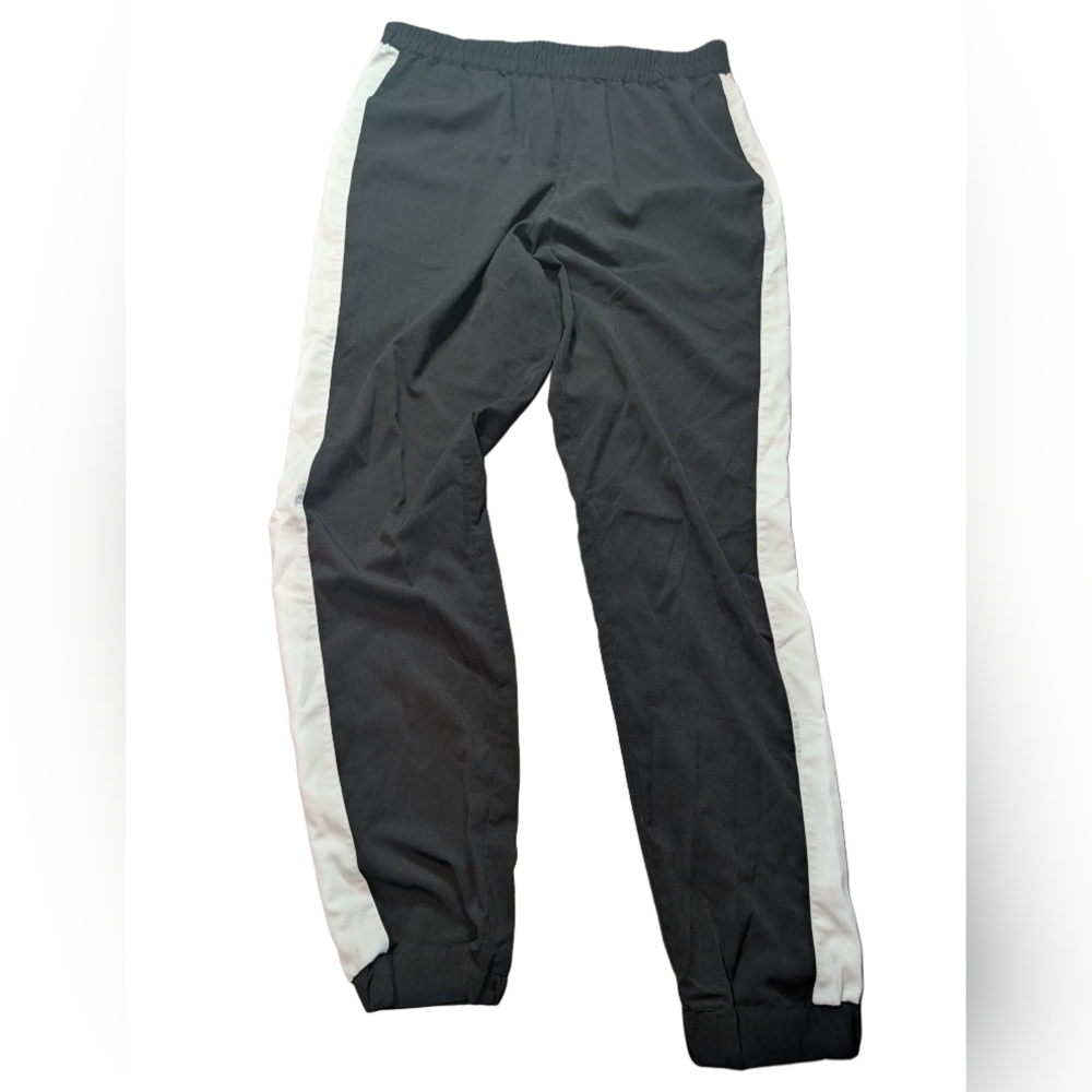 Black Track Pants with White Side Stripe